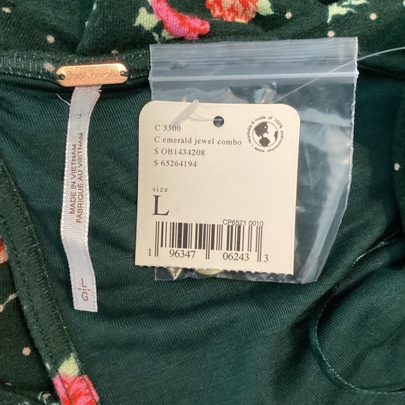 Free People Celia Mini Dress Emerald Jewel Combo Long Sleeve Ruched Size L - Picture 6 of 7